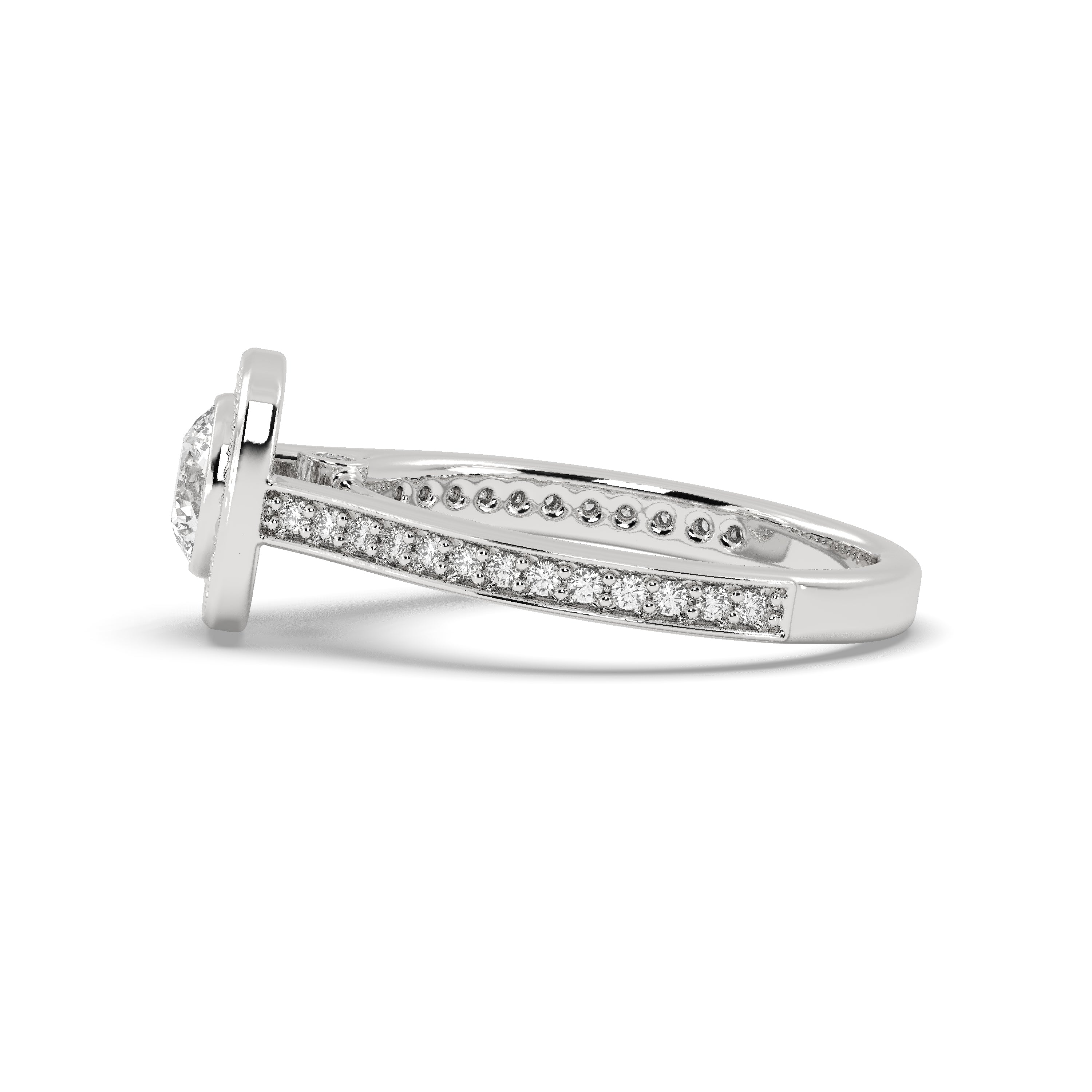White Gold Studded 1.066 Carat Lab Grown Diamond Ring-E Color VS1 Clarity.